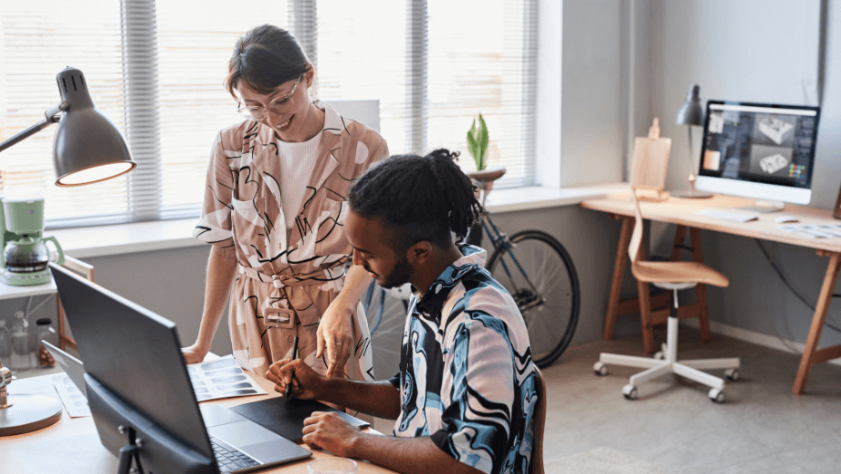 colleagues in a collaborative office space