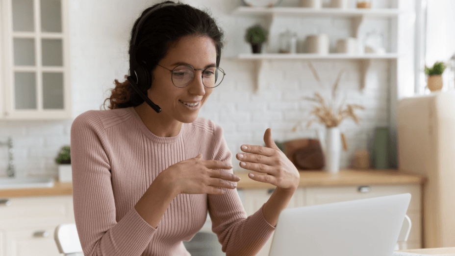 woman talking in an online call