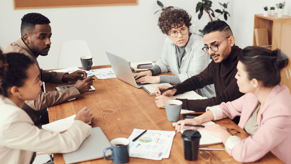 colleagues discussing in a meeting