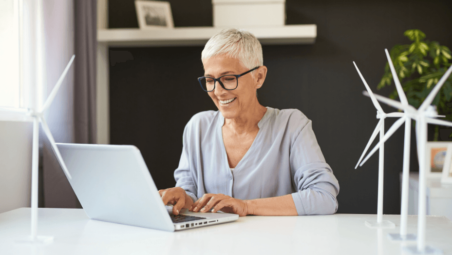 woman working in a sustainable environment