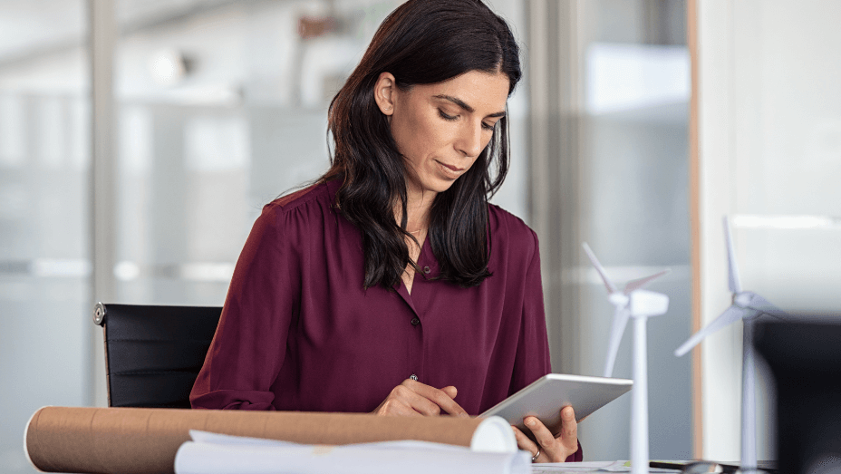 Woman working on a green sustainable project