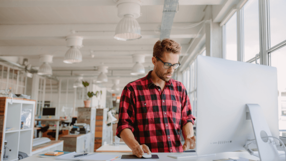 man working on computer