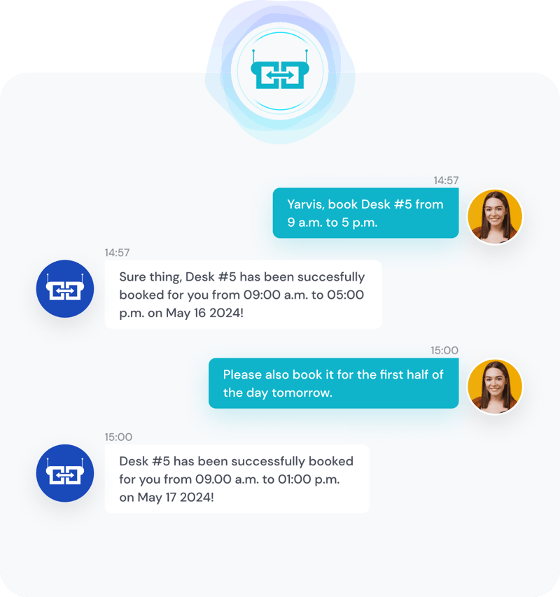 Workspace booking with Yarvis, the AI chatbot