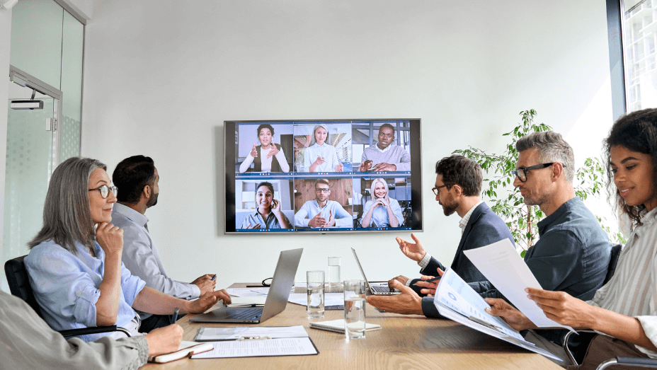 meeting in a hybrid work setup