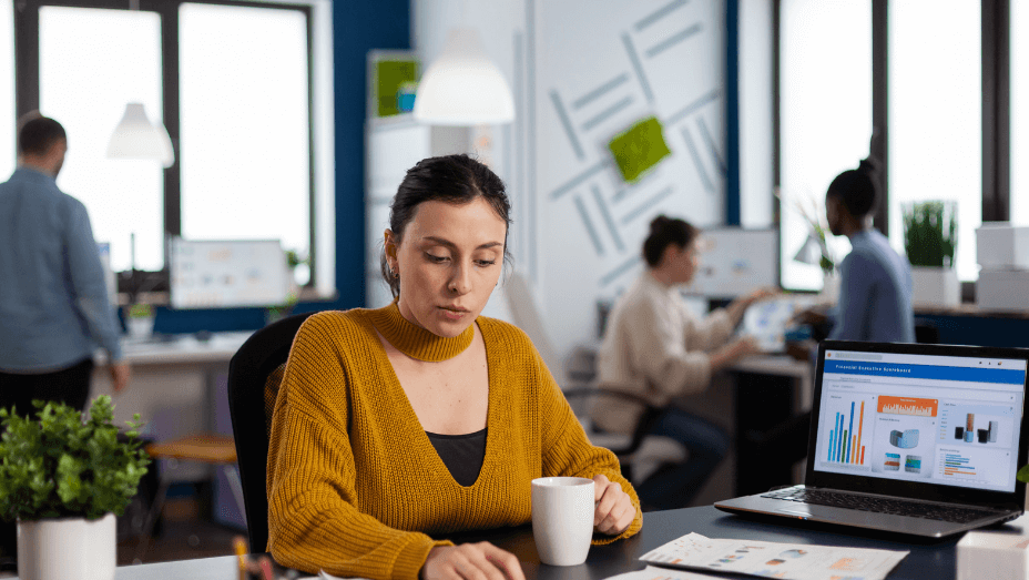 woman analyzing space stats