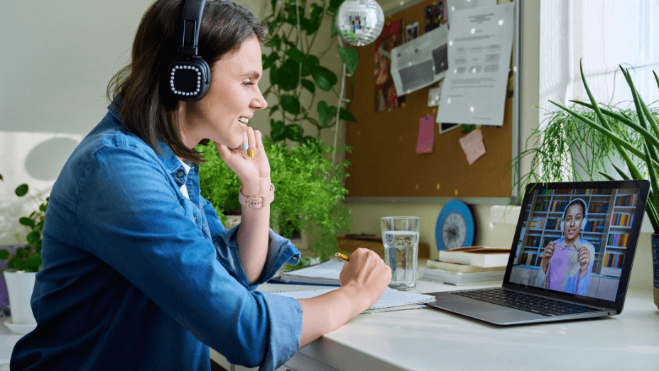 woman having an online call