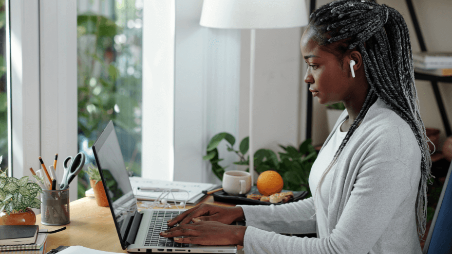 woman working in a sustainable office