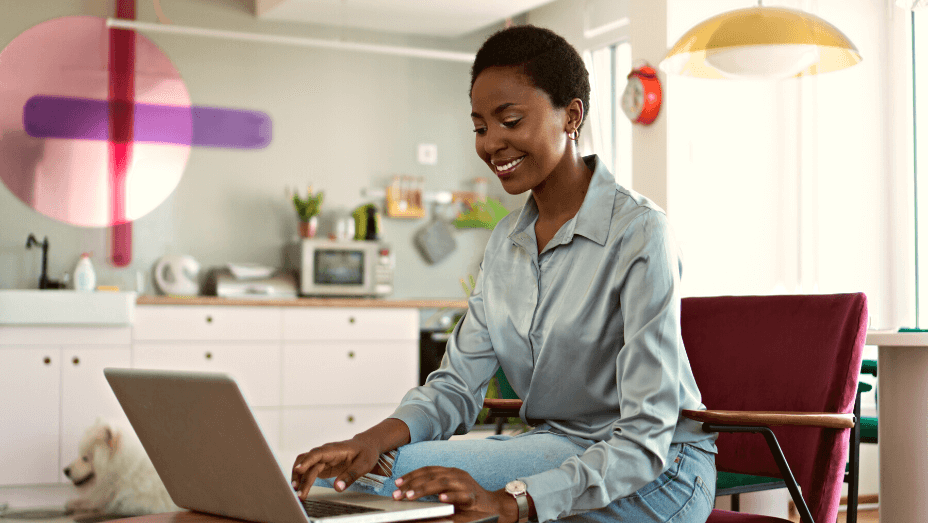 woman working from home on laptop