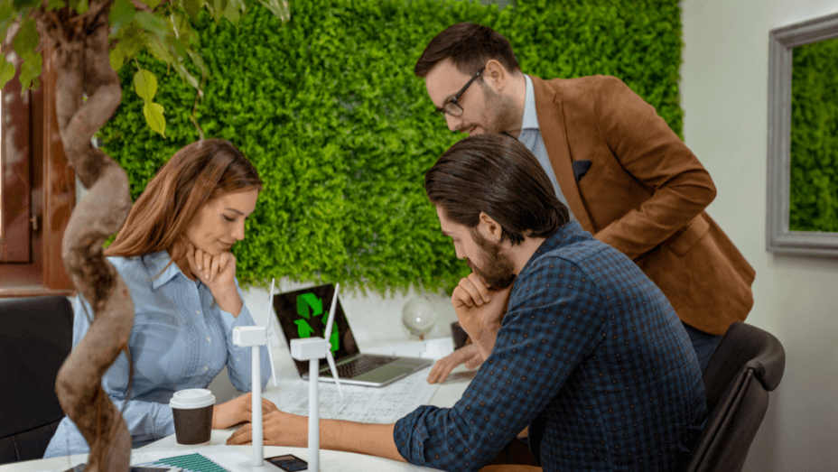 team meeting in a green office