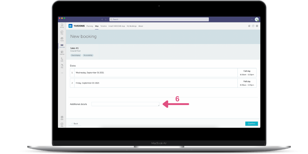 Add additional details to your booking