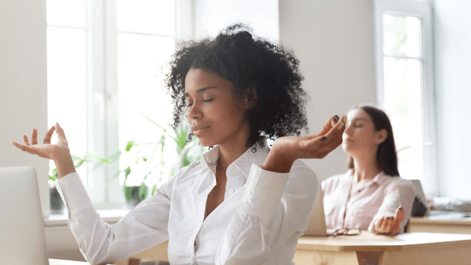 relaxed woman at work