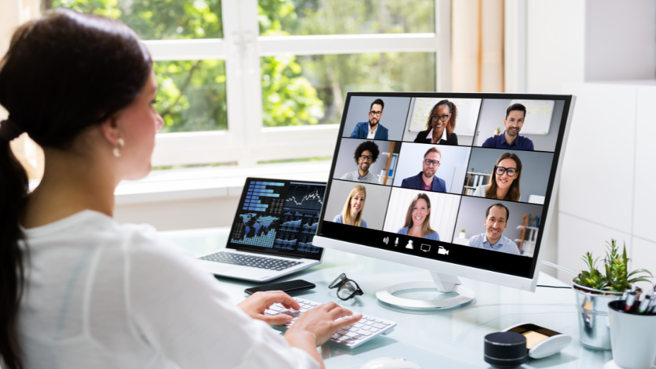 woman in a online meeting