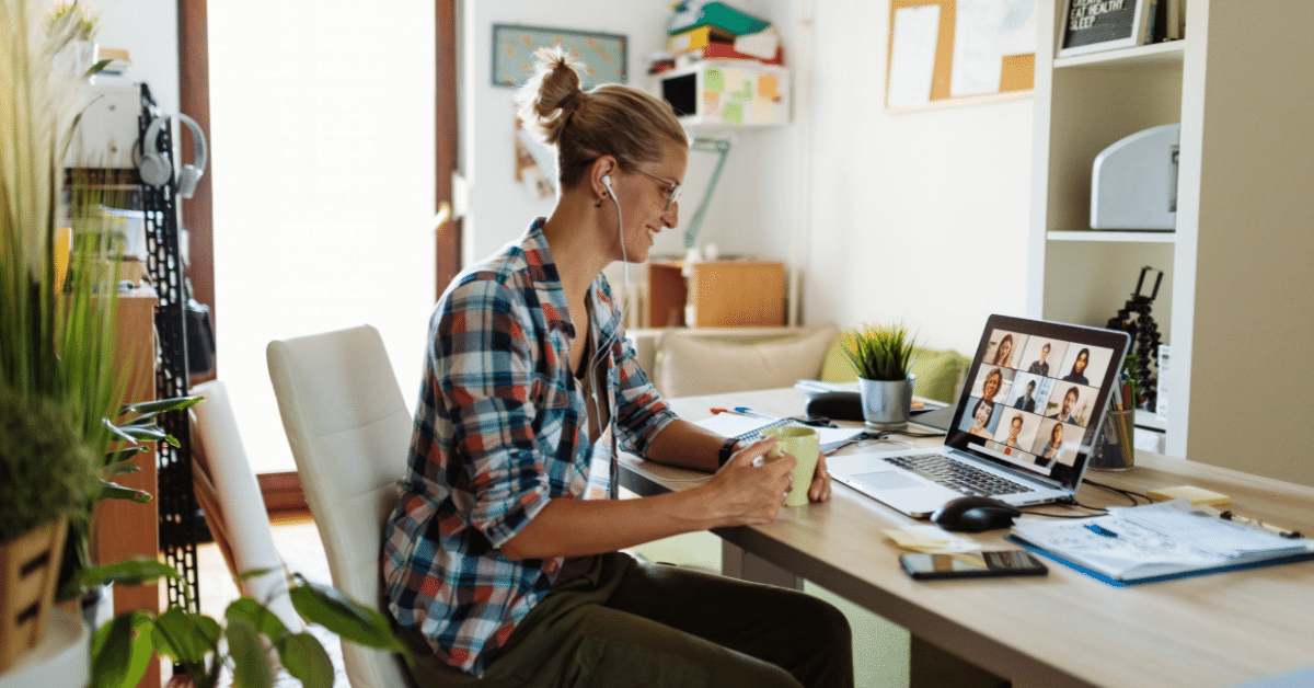 Remote meeting in a modern workplace