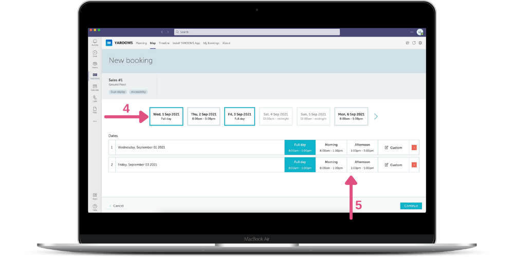 Select booking date and time