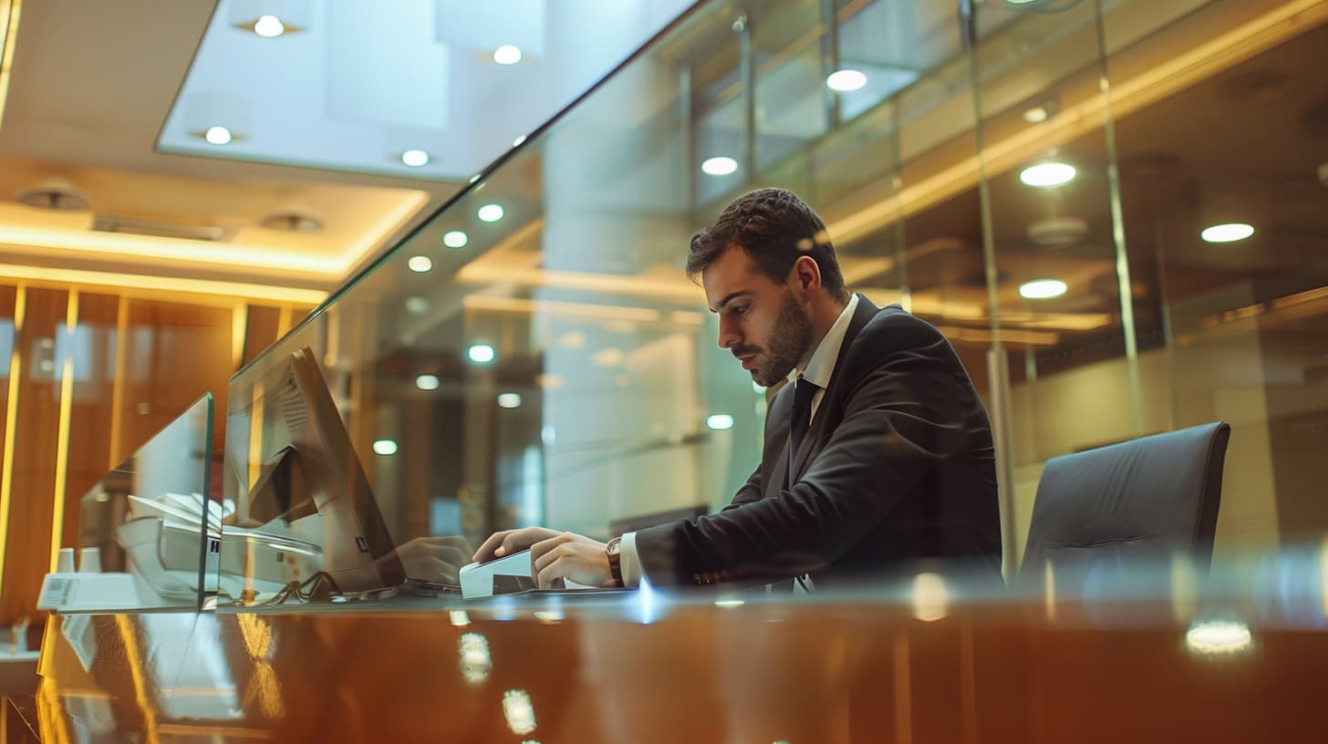bank employee working in the office