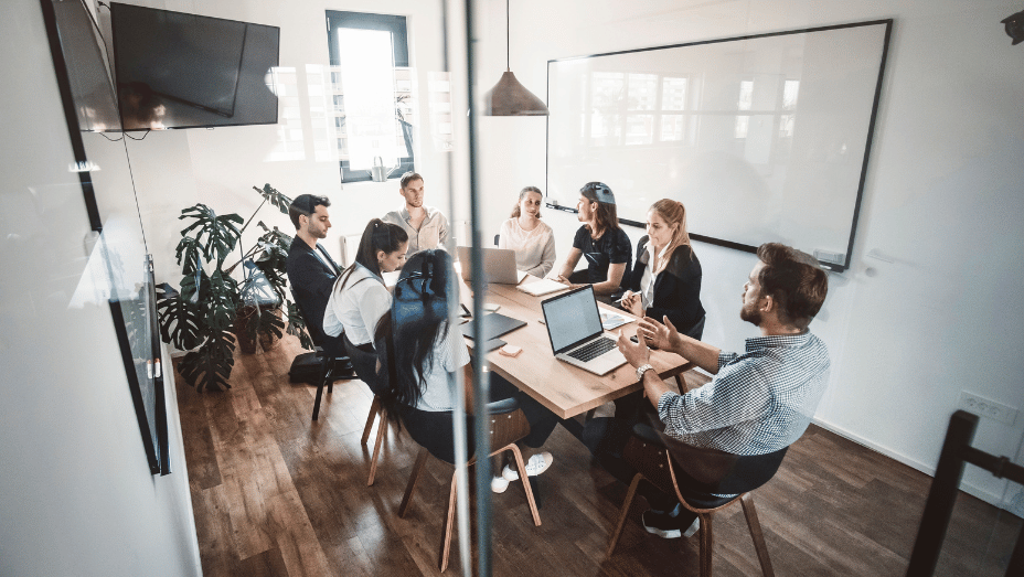 brainstorming in a meeting room