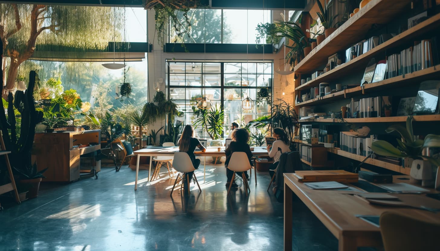 desk in a modern coworking space