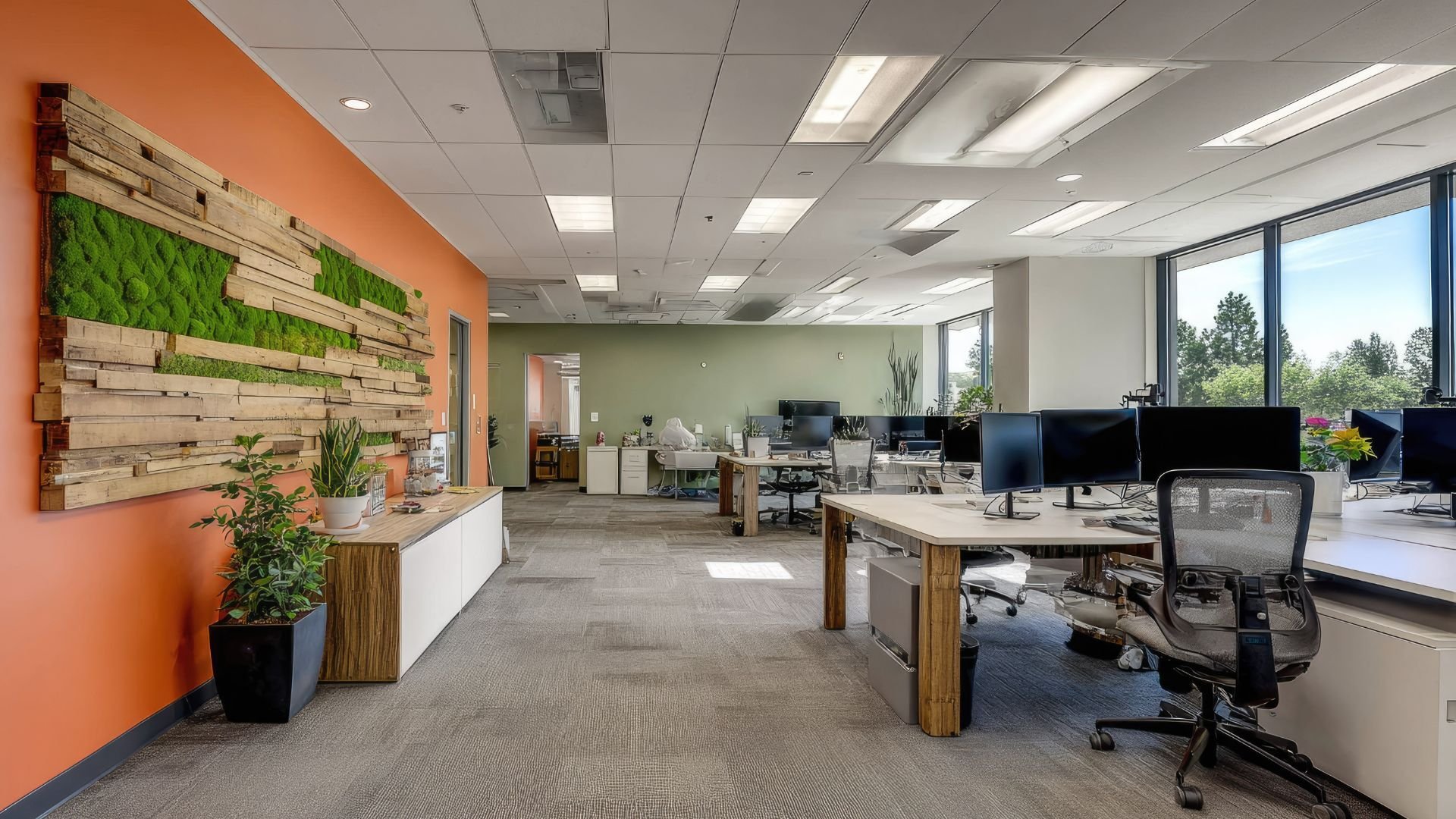 desks in a modern office