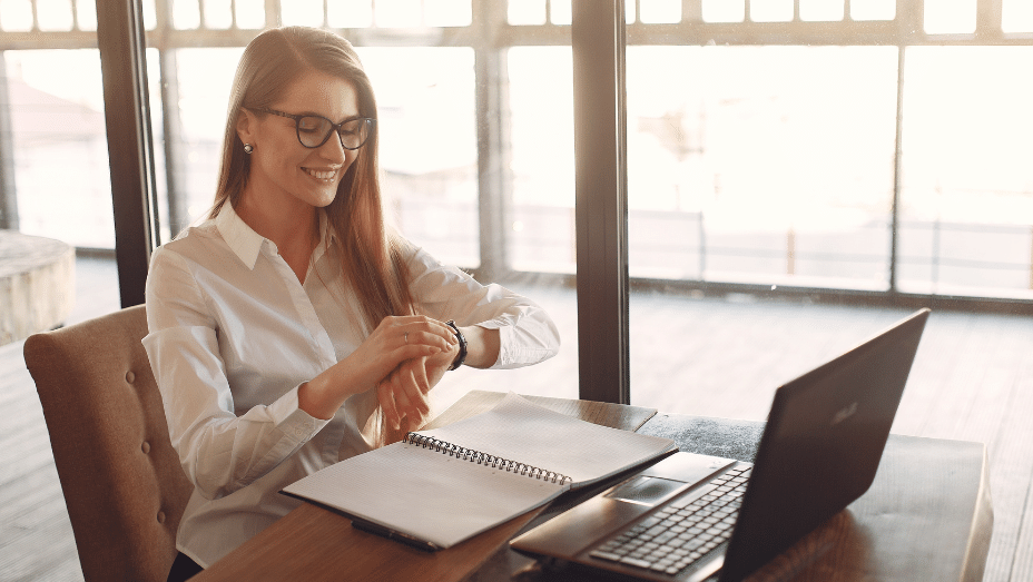 employee is finished her workday on time