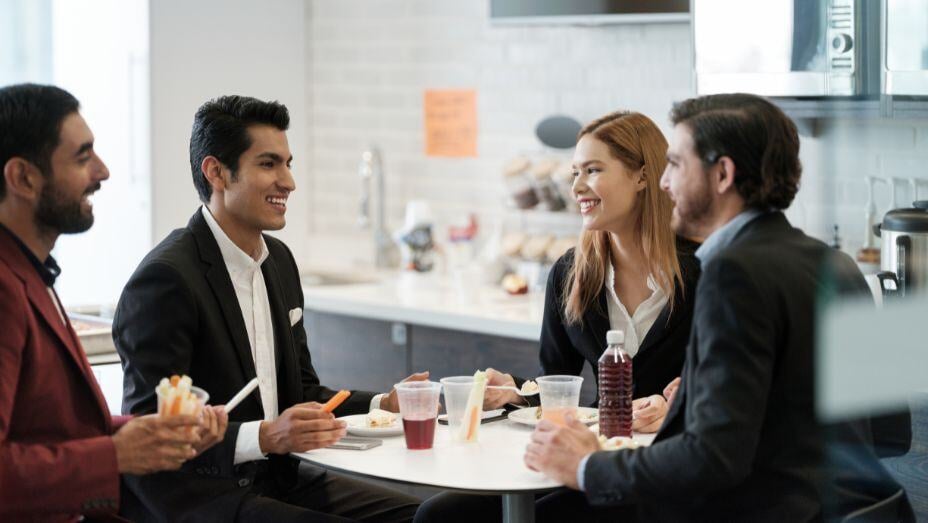 employees using catering services in the workplace