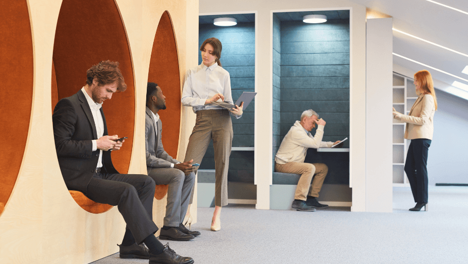 employees working in a shared workspace