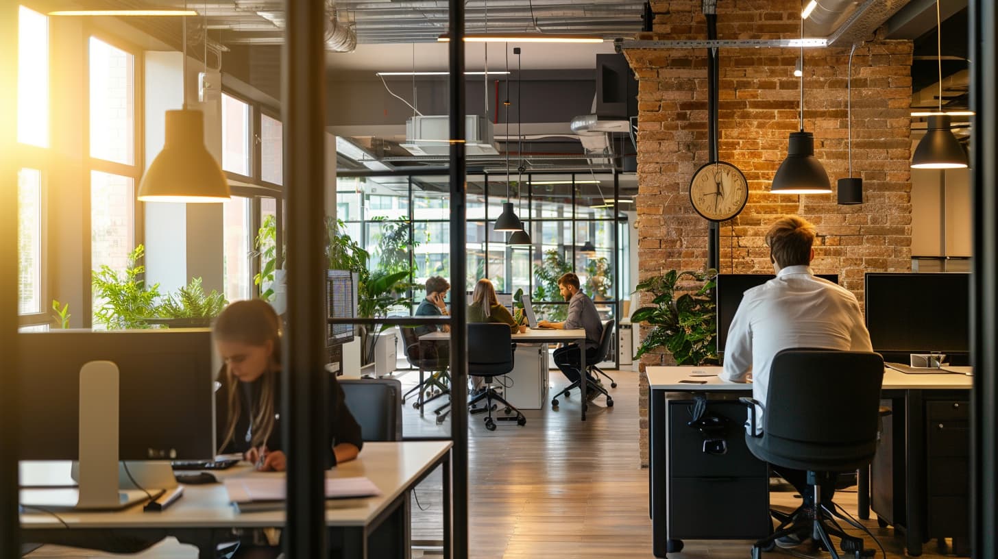 hybrid employees working in the office