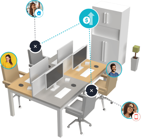 hybrid work in downsized office space 