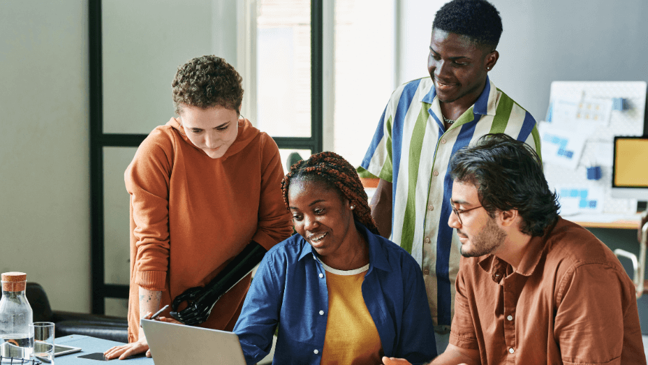 group-of-intercultural-employees-listening-to-colleagues-online-call