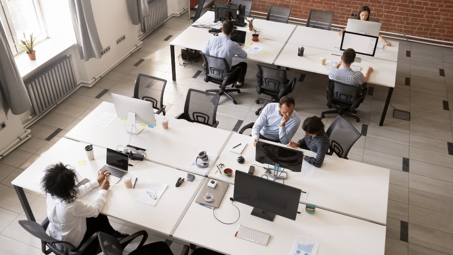 hot desking in a modern office