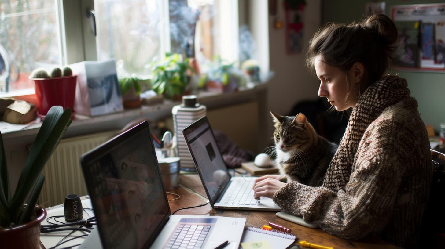hybrid employee working from home