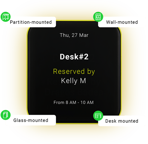 Our desk signs support multiple mounting options. Install them on walls, glass panels, partitions, or directly on desks.