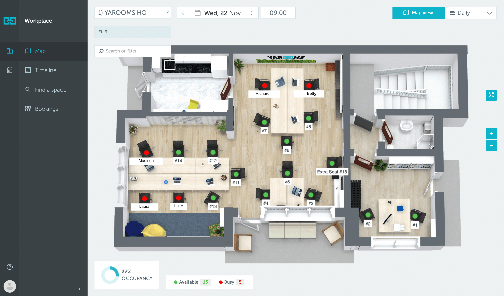 YAROOMS Workplace Map