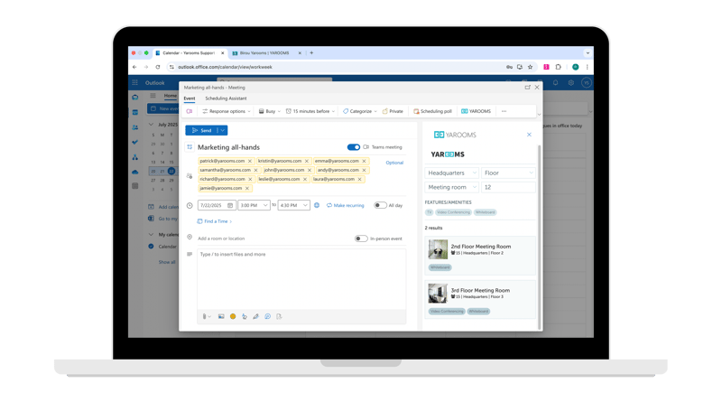 yarooms outlook add-in