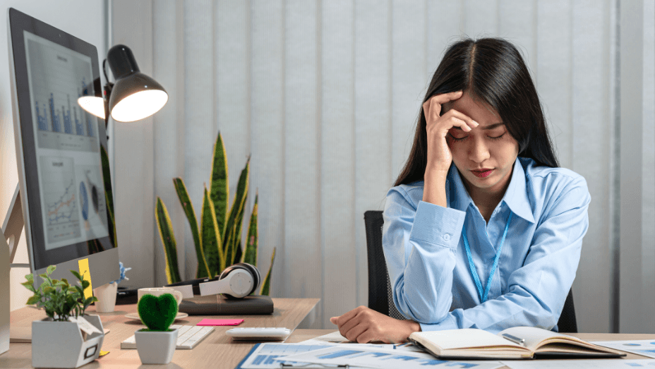 stressed woman at work