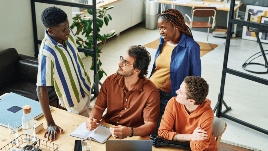 team working in the office