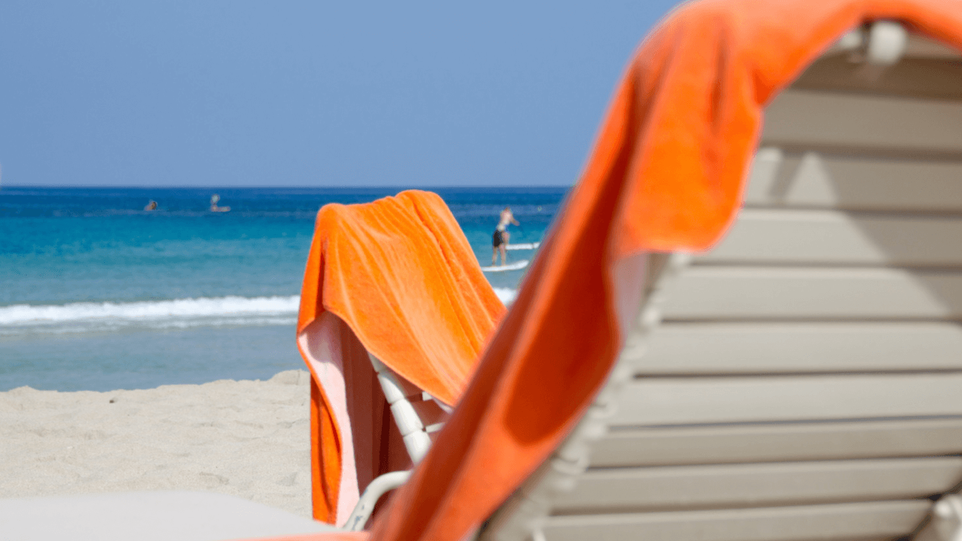 towels on a beach chair