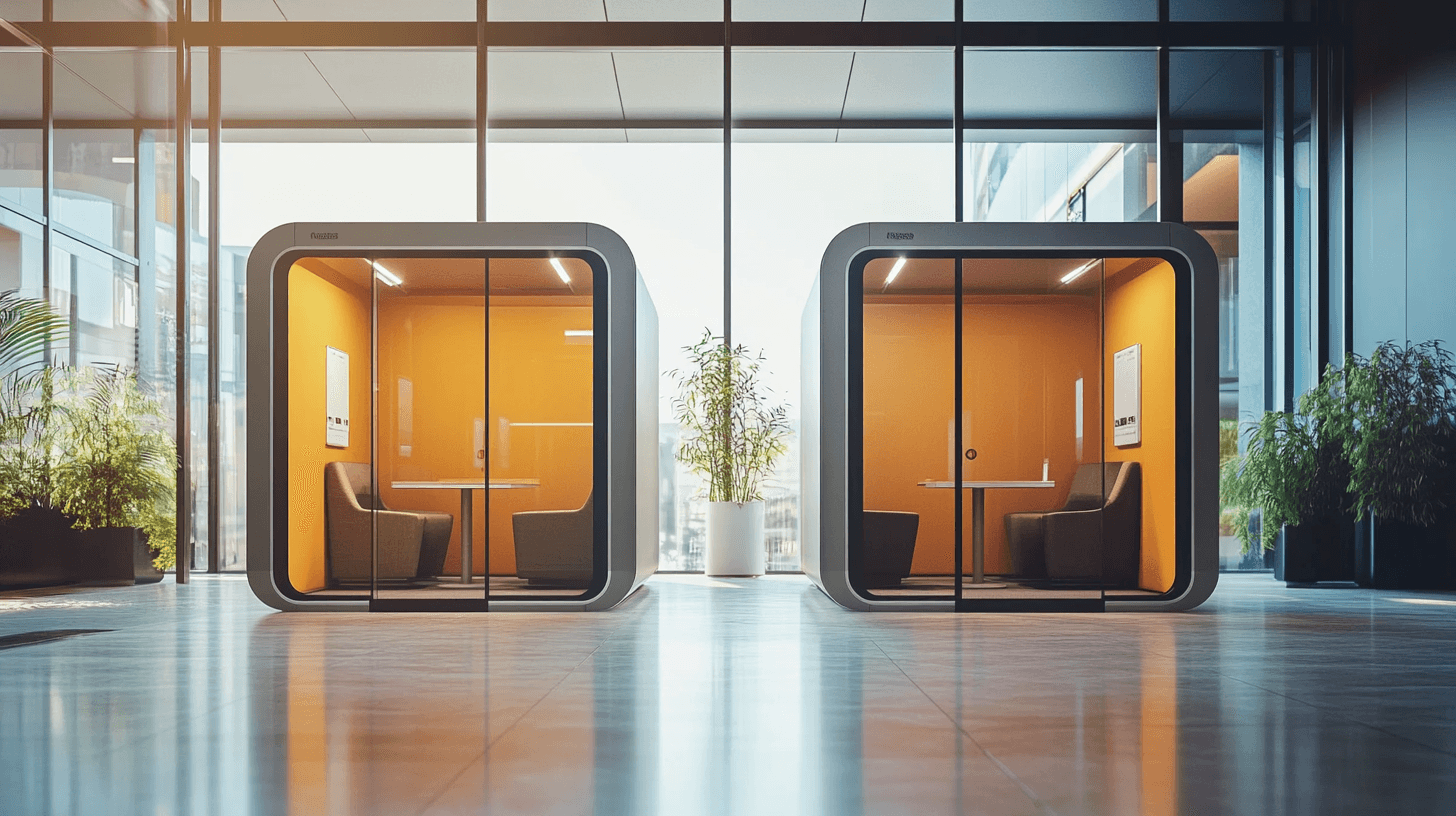 two huddle rooms in the office space