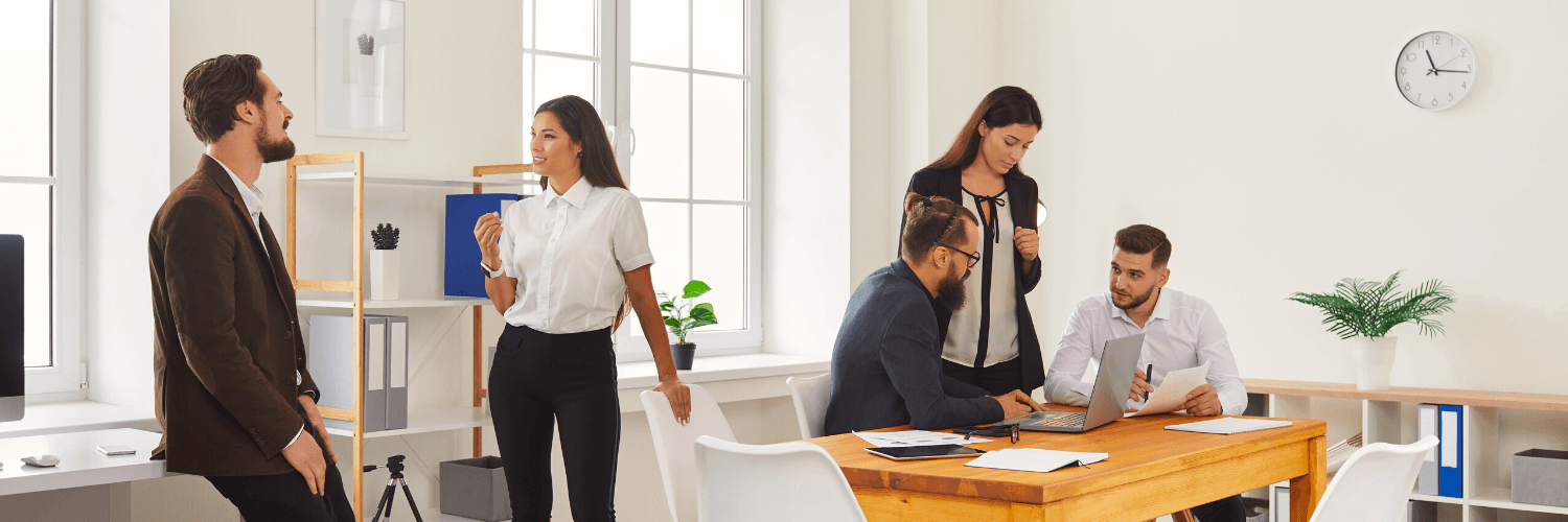 young employees in a modern coworking space