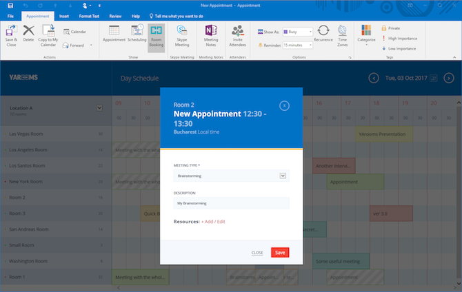 Outlook add-in new appointment