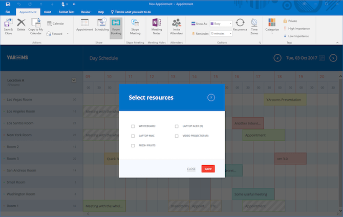 Outlook add-in new appointment with resources