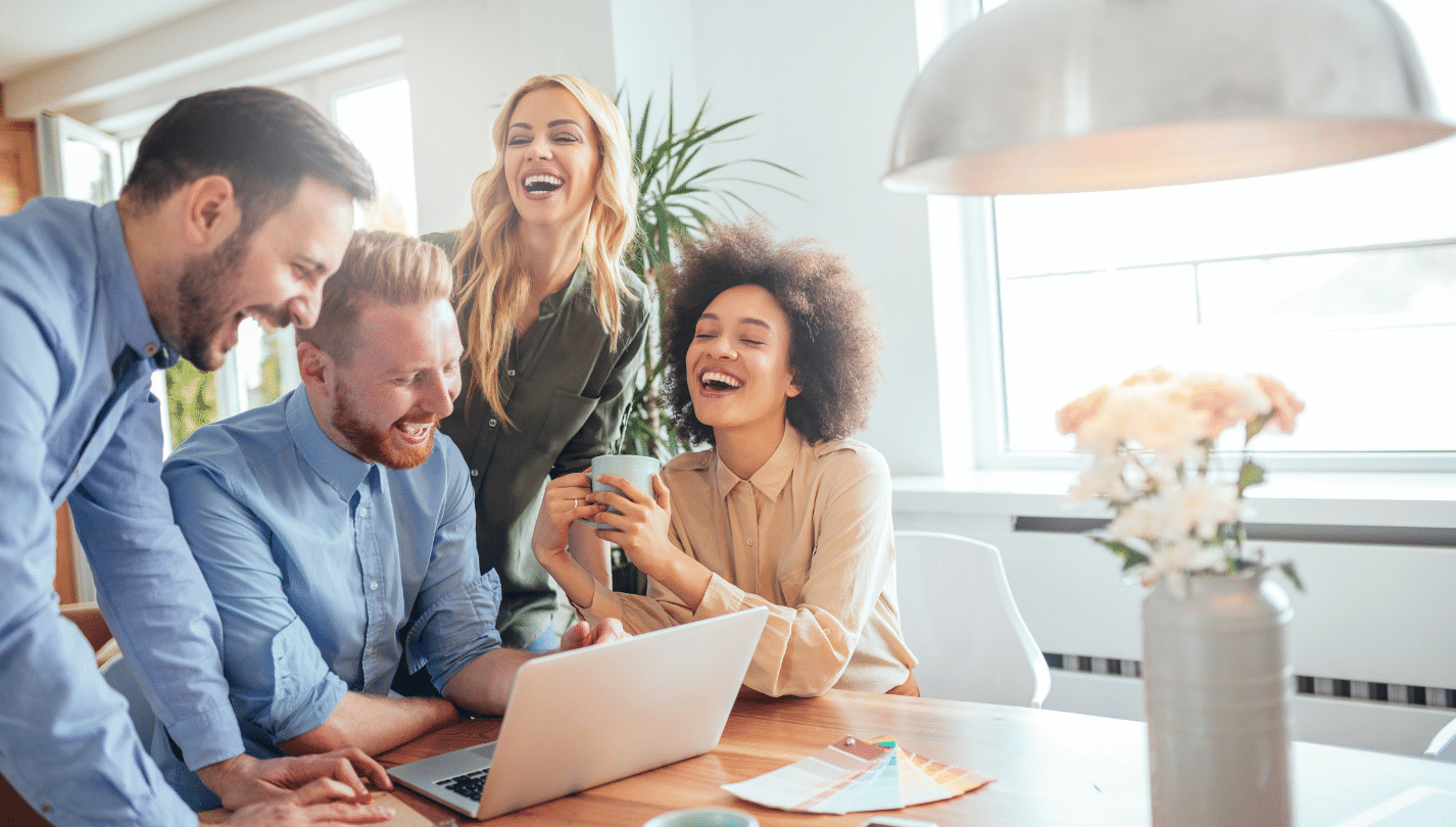 Happy employees in the office