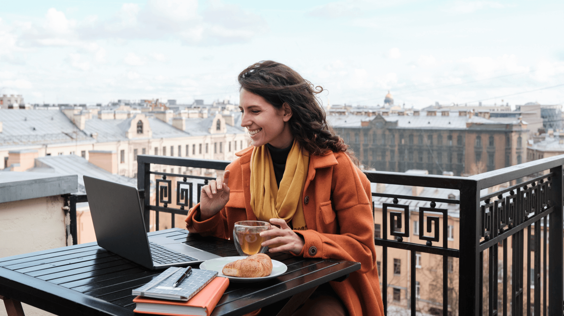 a woman working remotely