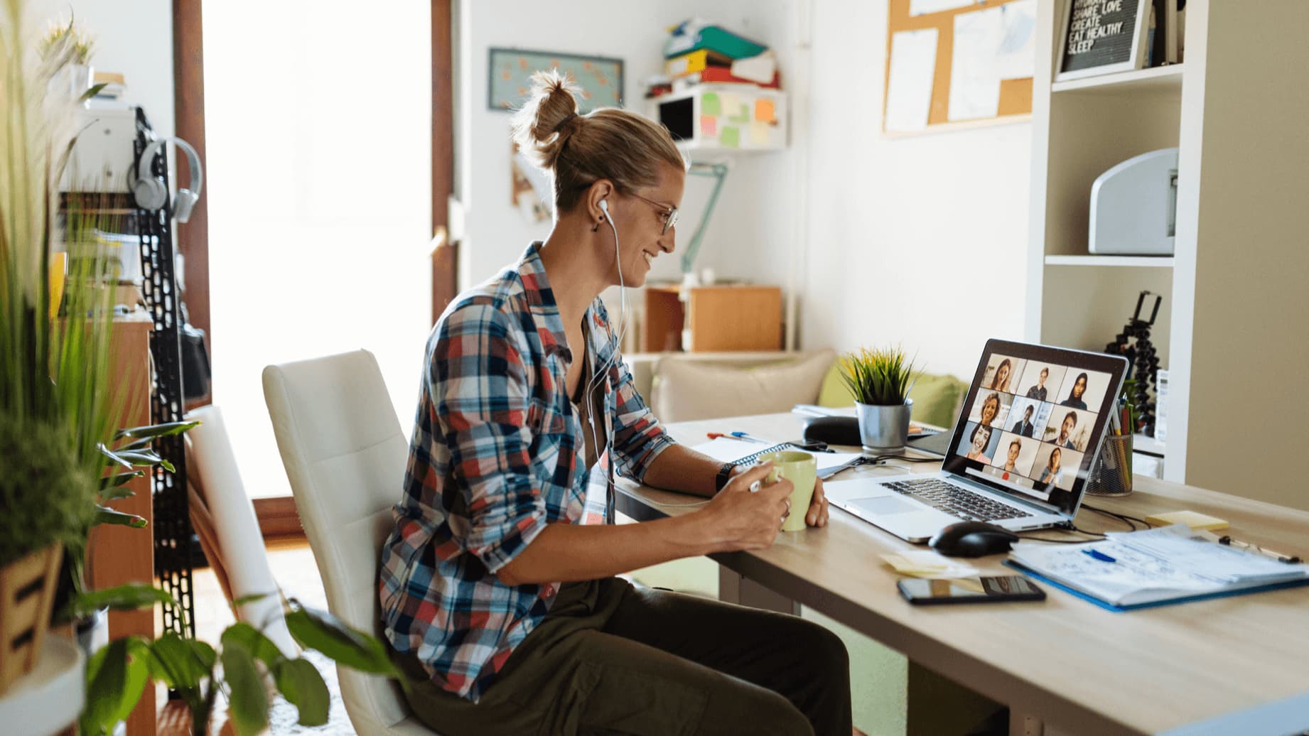 remote employee in a virtual meeting