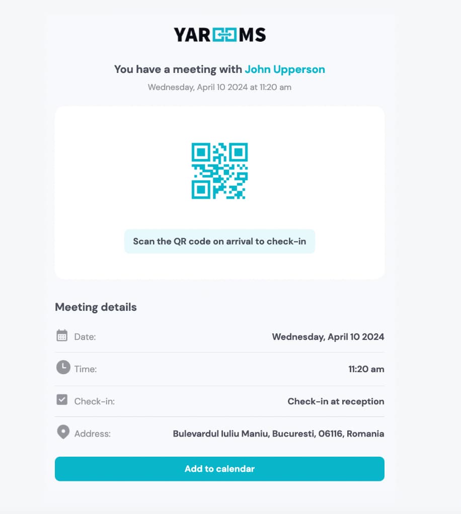 visitor registration email
