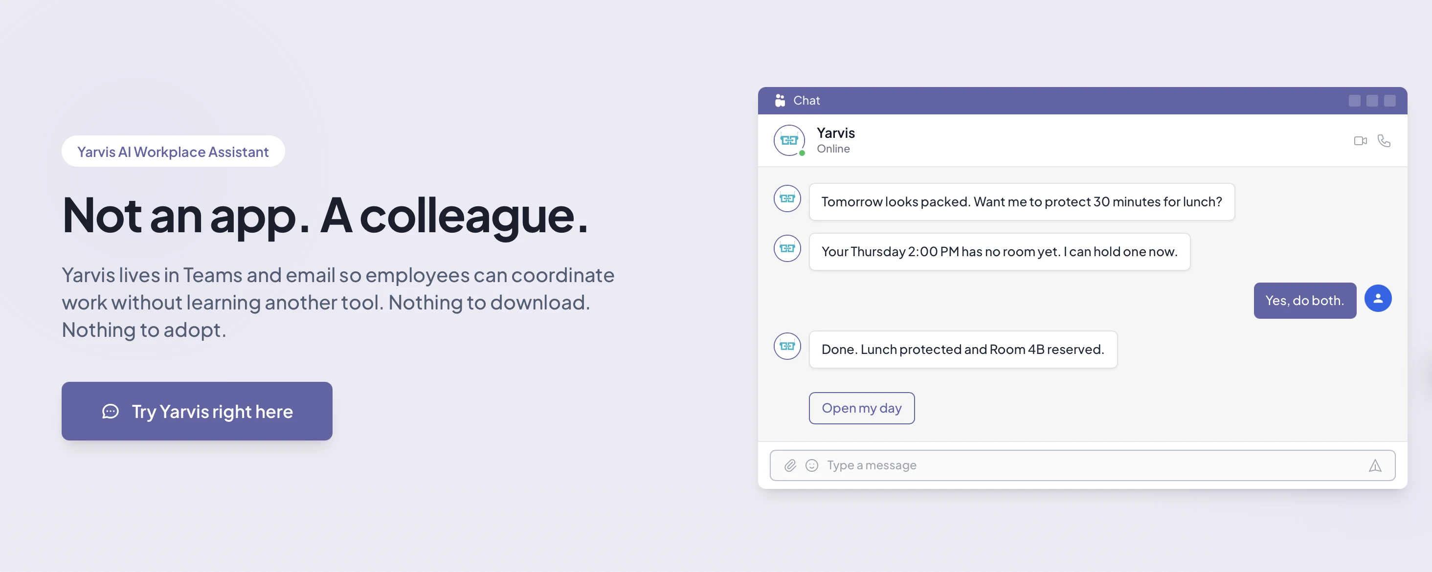 Yarvis AI workplace assistant by YAROOMS