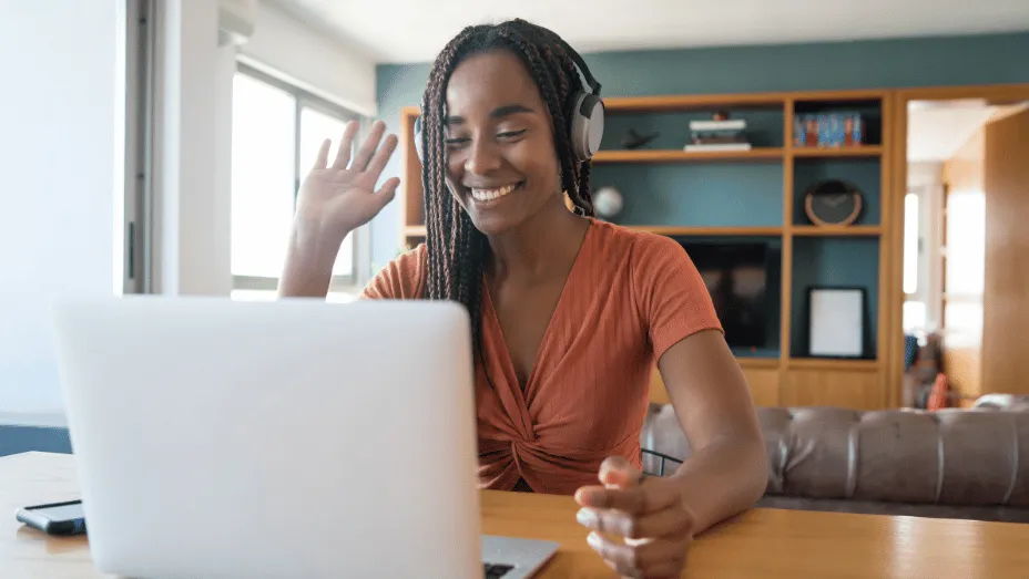 employee working from home joins a video call with on site colleagues