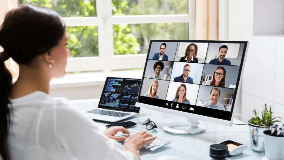 woman in an online meeting