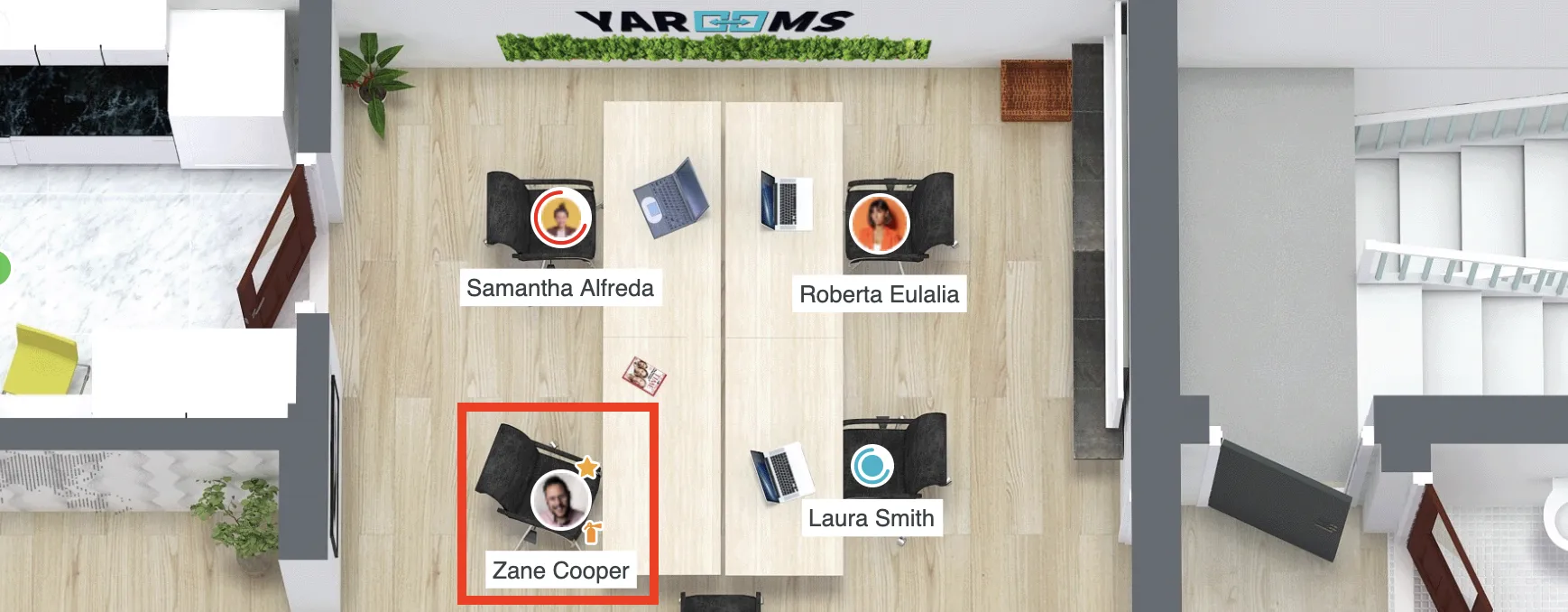 Example of fire aid-trained personnel marking on the office map