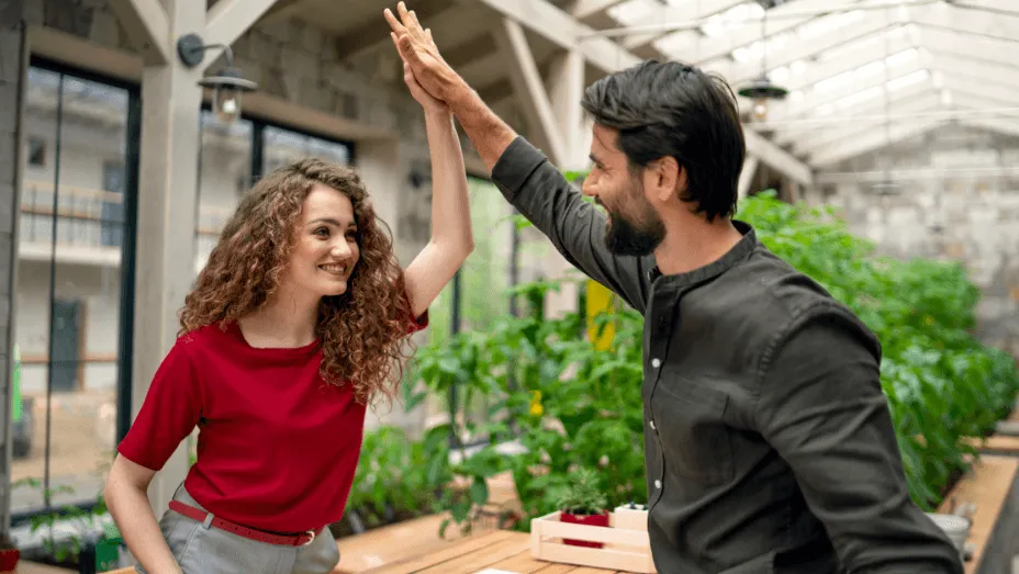 Sustainable office features including green roof and solar panels