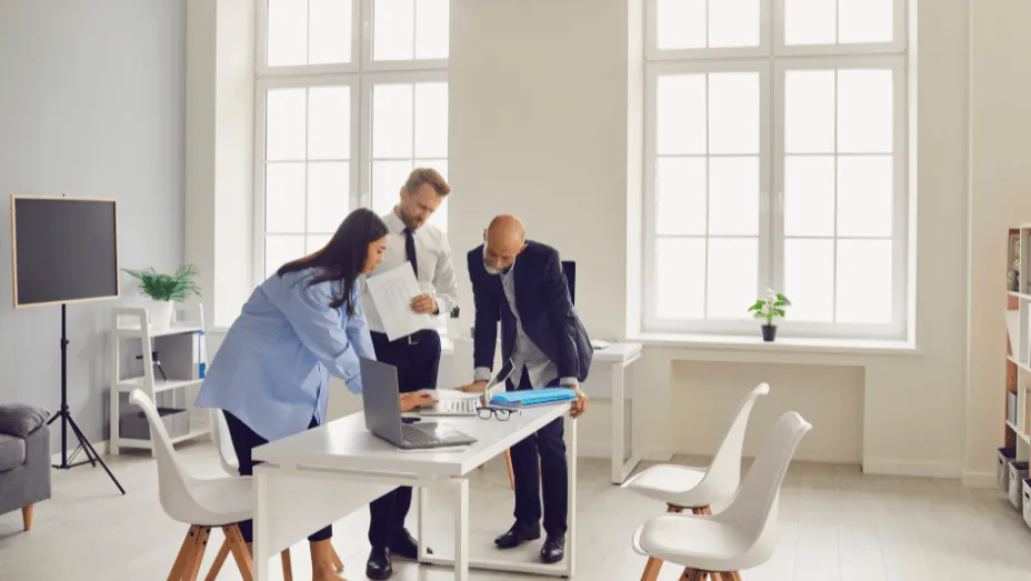 colleagues analyzing information